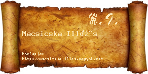 Macsicska Illés névjegykártya